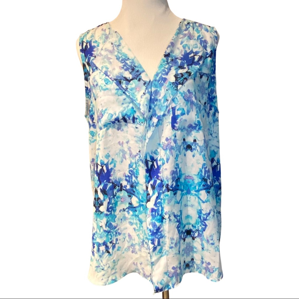 Women's Light Blue Floral Tank Top Blouse | Size Medium